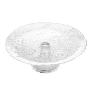 Prato Para Bolo 27cm Diâmetro Por 10cm Altura Em Vidro Com Pe Paisley